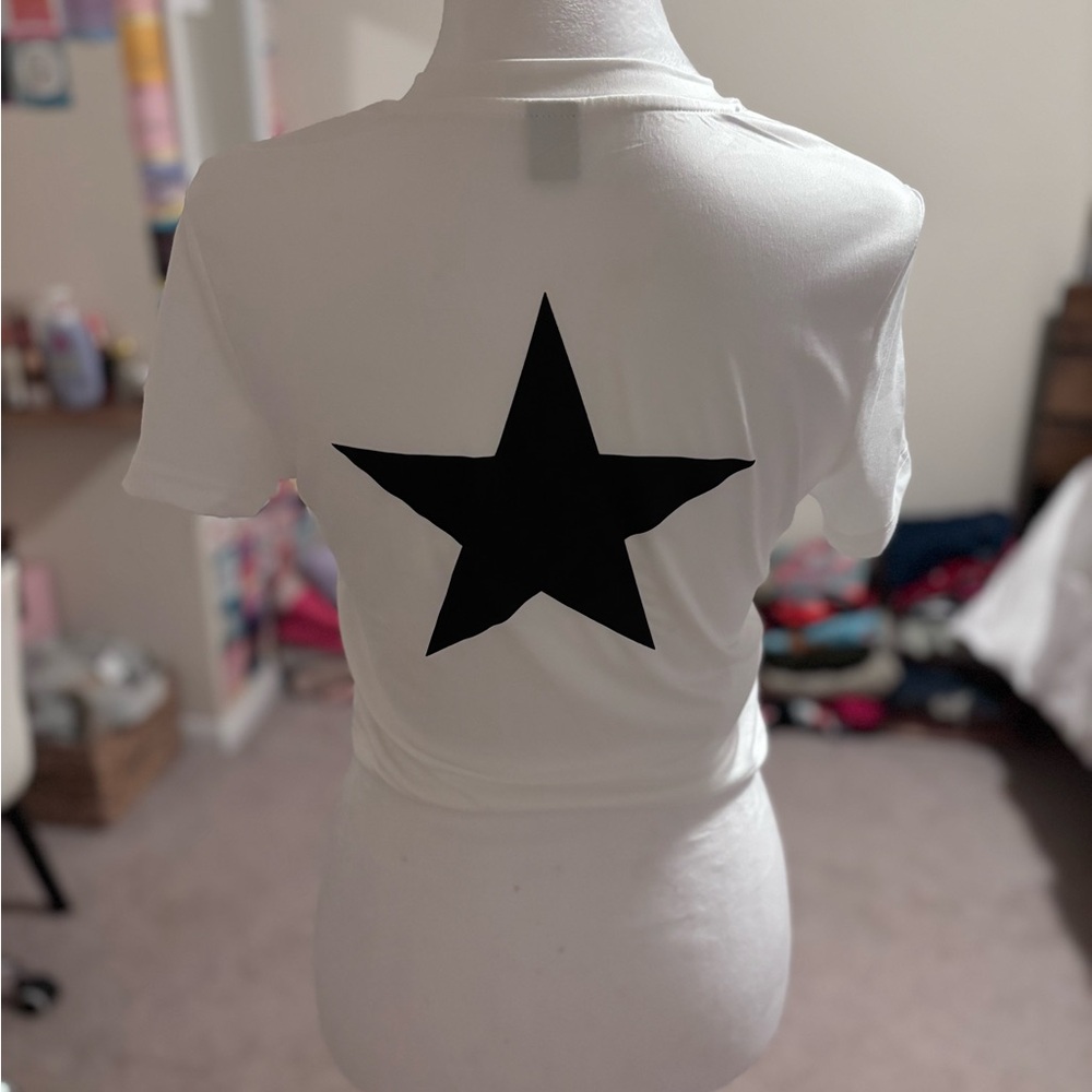 SHEIN Black and White Fitted Polo Tee